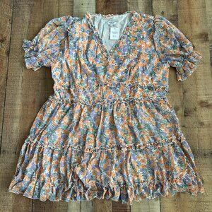 Simply be plus size ditsy floral skater dress tiered mini dress -20